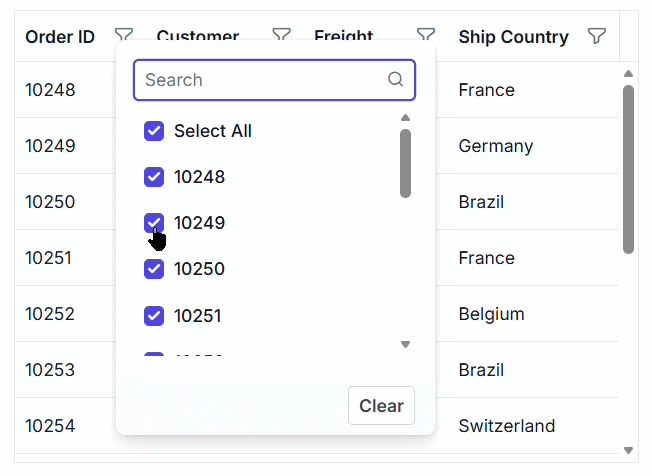 DataGrid immediate filter mode